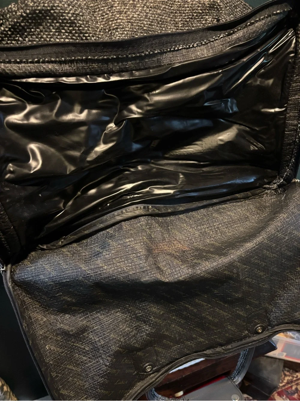 Vintage Leisure Luggage Gray Tweed Travel Tote